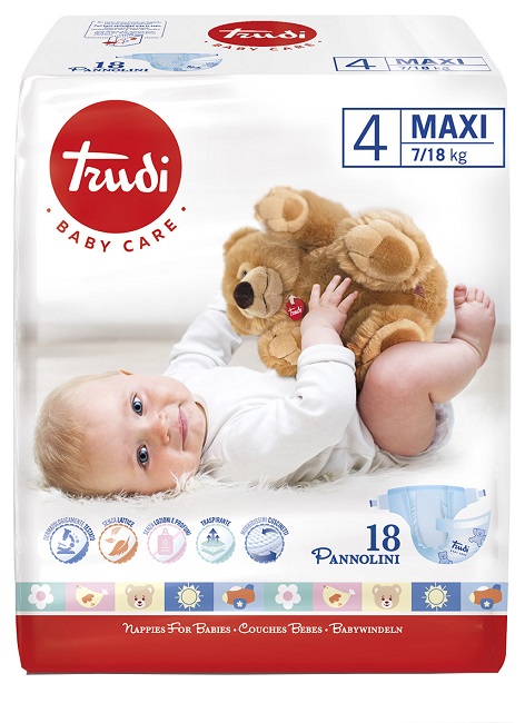 TRUDI BABY CARE PANNOLINO BAMBINI MAXI 7/18 KG 18 PEZZI - Metafarm