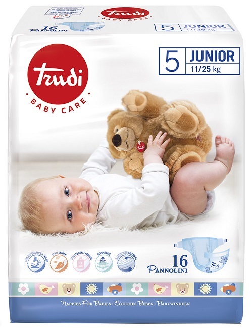 TRUDI BABY CARE PANNOLINO BAMBINI JUNIOR 11/25 KG 16 PEZZI - Metafarm