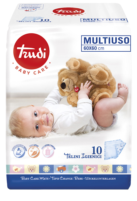 TRUDI BABY CARE TELINI MULTIUSO 60X60 CM 10 PEZZI - Metafarm