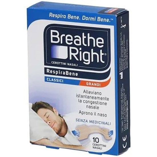CEROTTI NASALI BREATHE RIGHT CLASSICI GRANDI 10 PEZZI - Metafarm