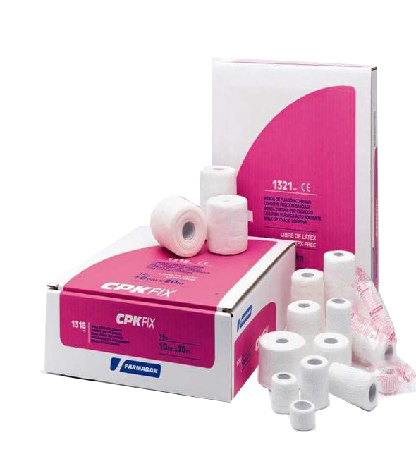 FARMABAN CPK FIX LATEX FREE 10CM X 20M BENDA ELASTICA COESIVA DI FISSAZIONE LATEX FREE DISPENSER BOX 16 PEZZI - Metafarm