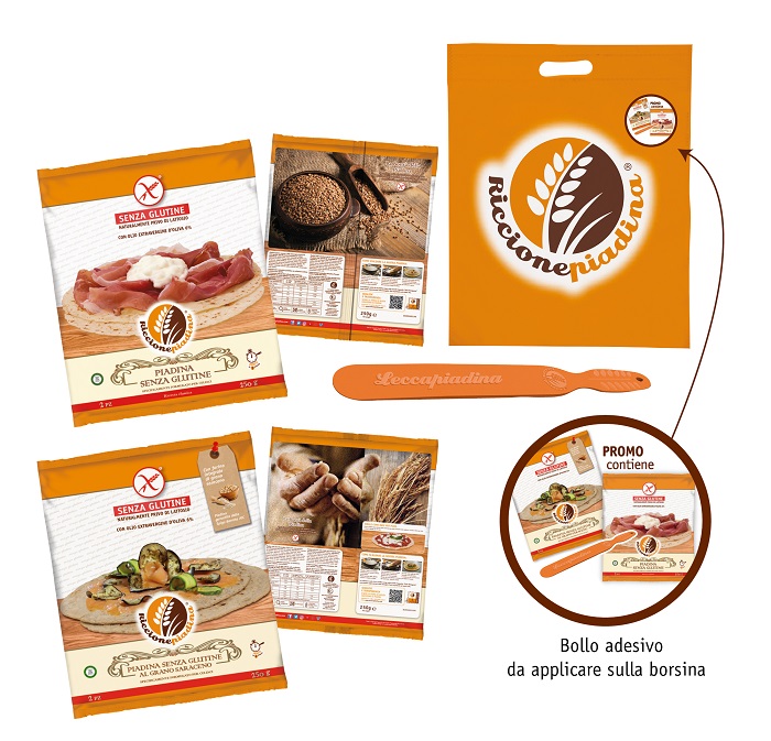 KIT SENZA GLUTINE FUORI FRIGO RICCIONE PIADINA 2X125 G + RICCIONE PIADINA GRANO SARACENO 2X125 G - Metafarm