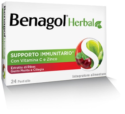 BENAGOL HERBAL MENTA E CILIEGIA 24 PASTIGLIE - Metafarm