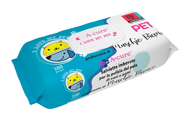 A+CURE I LOVE MY PET SALVIETTE POP-UP MUSCHIO BIANCO 100 PEZZI RICARICA - Metafarm