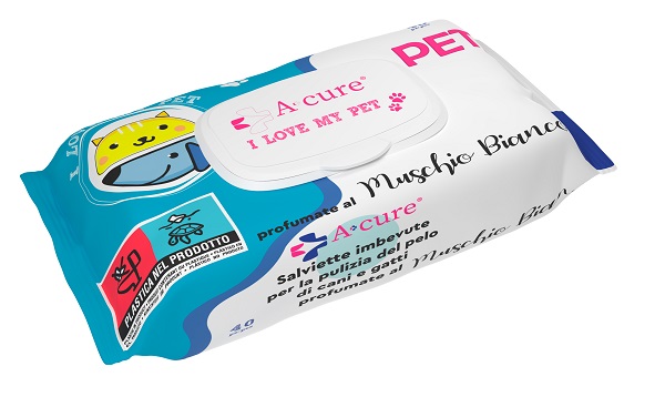 A+CURE I LOVE MY PET SALVIETTE POP-UP MUSCHIO BIANCO 40 PEZZI RICARICA - Metafarm