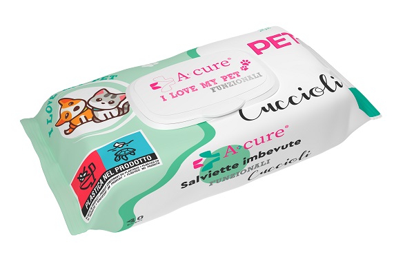 A+CURE I LOVE MY PET FUNZIONALE SALVIETTE POP-UP CUCCIOLI 40 PEZZI RICARICA - Metafarm