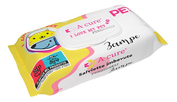 A+CURE I LOVE MY PET FUNZIONALE SALVIETTE POP-UP ZAMPE 40 PEZZI RICARICA - Metafarm