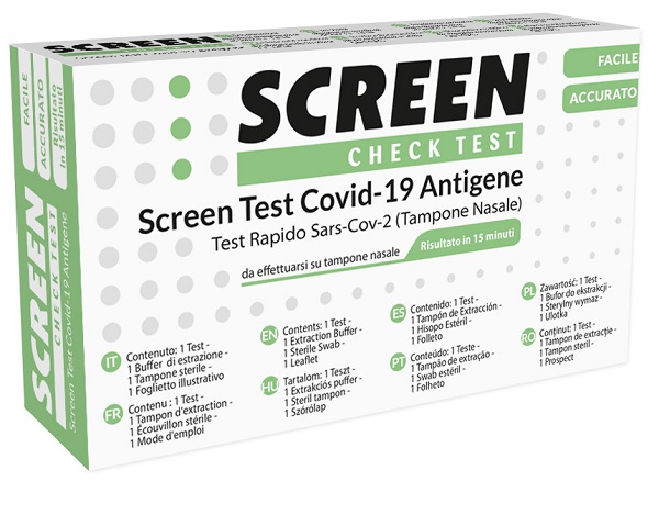 SCREEN TEST AUTODIAGNOSTICO ANTIGENICO RAPIDO COVID-19 SARS-COV-2 TAMPONI NASALI SELFTEST COVID TEST ANTIGENE SCREEN - Metafarm