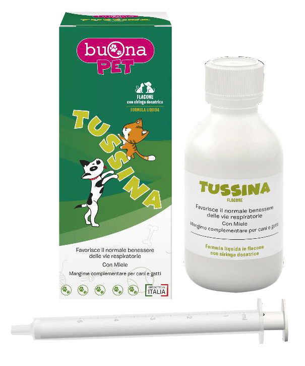 TUSSINA FLACONE CANI E GATTI CON SIRINGA DOSATRICE 100 G BUONAPET - Metafarm