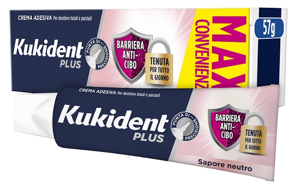 KUKIDENT PLUS BARRIERA ANTI-CIBO NEUTRO CREMA ADESIVA DENTIERE 57 G - Metafarm