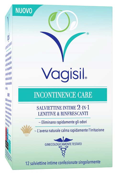 VAGISIL INCONTINENCE CARE SALVIETTINE INTIME 2IN1 LENITIVE & RINFRESCANTI 12 PEZZI - Metafarm