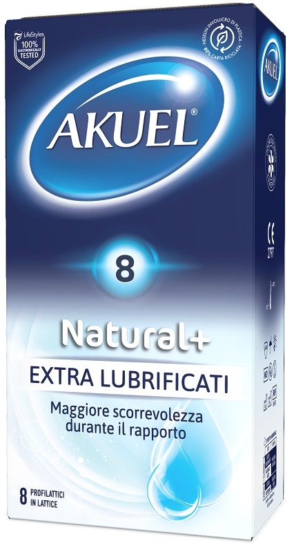 PROFILATTICO AKUEL NATURAL+ EXTRALUBRIFICATO 8 PEZZI - Metafarm