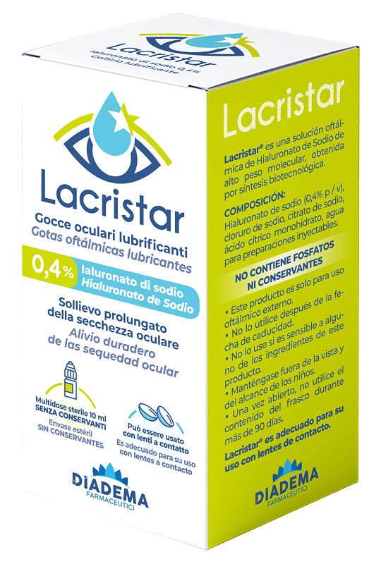 LACRISTAR GOCCE OCULARI LUBRIFICANTI 0,4% IALURONATO DI SODIO MULTIDOSE 10 ML - Metafarm