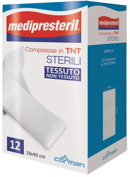 COMPRESSE STERILI TNT MEDIPRESTERIL 18X40 CM 12 PEZZI - Metafarm